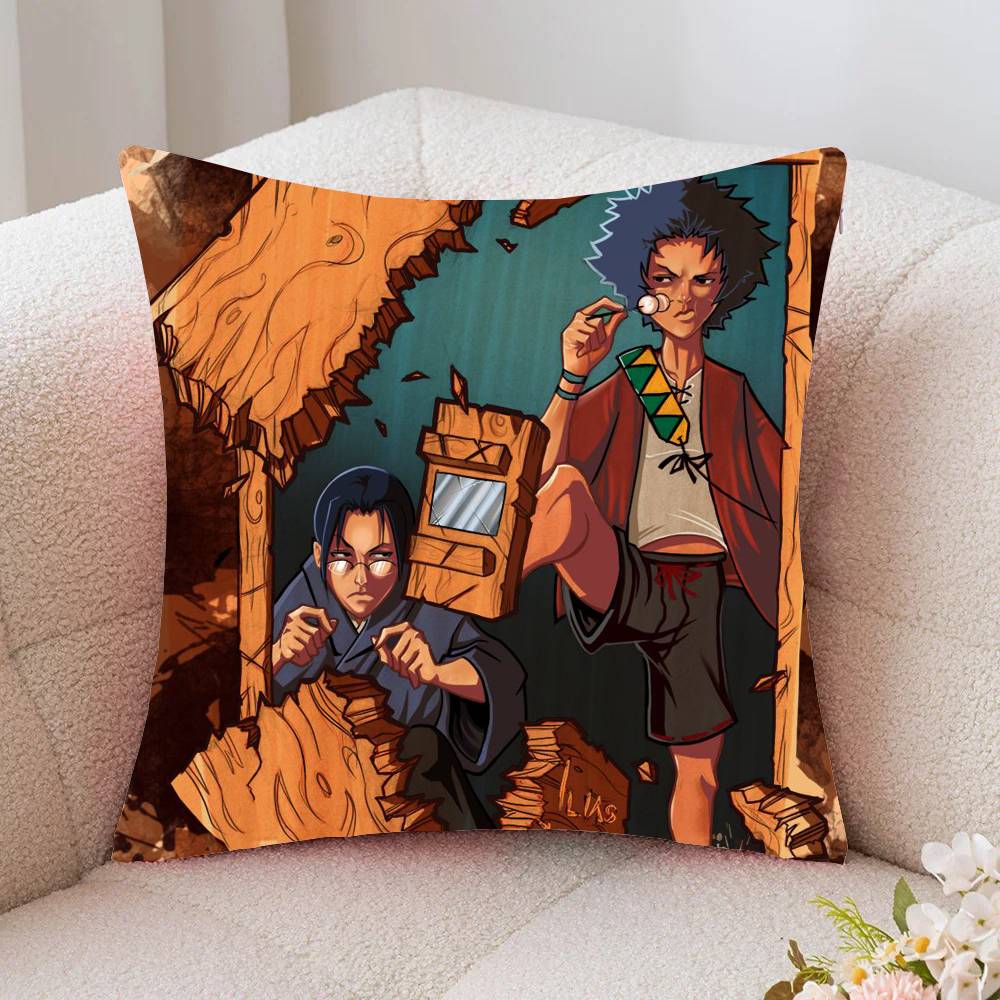 Vintage Samurai Champloo Anime Pillow Case Fashion Square Pillowcase Bedroom Sofa Room Ins Decoration Leisure