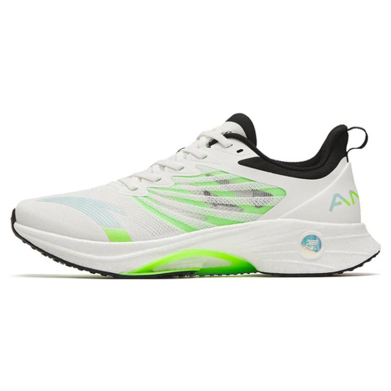 Anta MACH 3.0 Shock Absorbers Slip Resistant Abrasion Resistant Low top Casual Running Shoes Men's White Green Sneakers 112325583-5