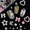 12-Grids Floral Steel Beads & Pearl Rhinestone Nail Art Decor Set