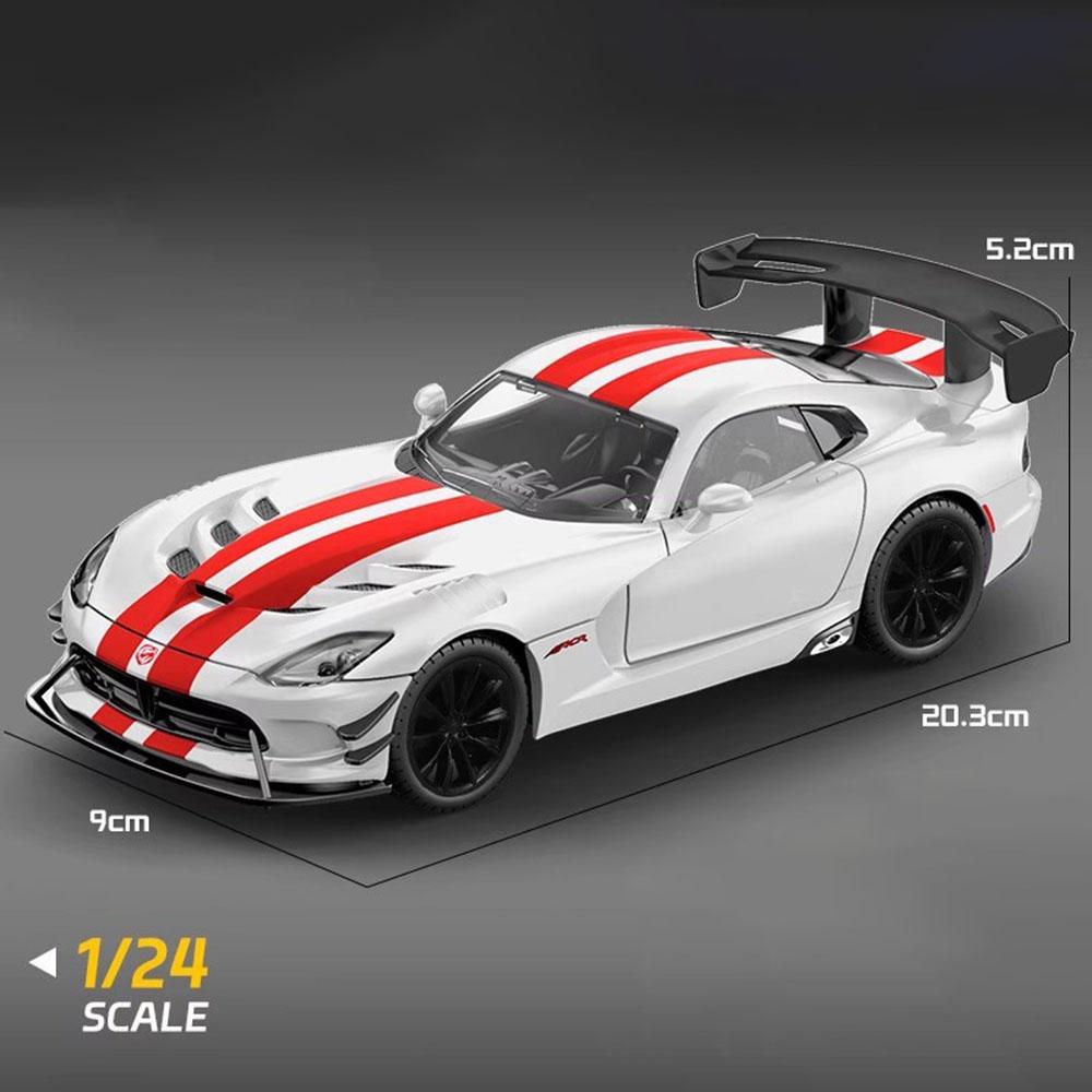 1:24 Viper Hellcat Sports Car Model Toy Alloy Diecast Sound Light Pull Back Wheel Steering Racing Cars Models Display Ornaments