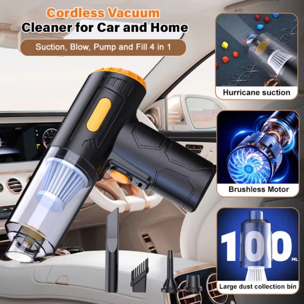 Portable Cordless Car Vacuum, Wet & Dry Multifunctional Mini Vacuum Cleaner, High Power Handheld Auto Cleaner