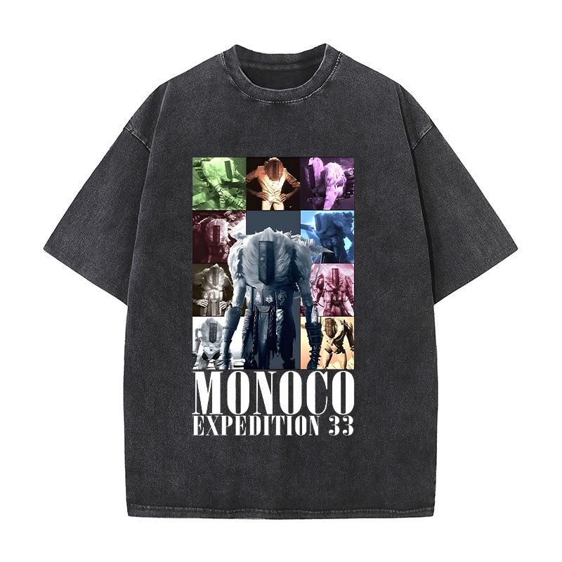 Cotton Washed Game T-shirt Clair Obscur Expedition 33 Print Men Women Streetwear Vintage Short Sleeve Game Fan Gift Tshirt