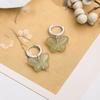 PANJBJ 925 Sterling Silver Rose Hotan Jade Earring for Women Girl Ethnic Style Versatile Temperament Jewelry Gift Dropshipping