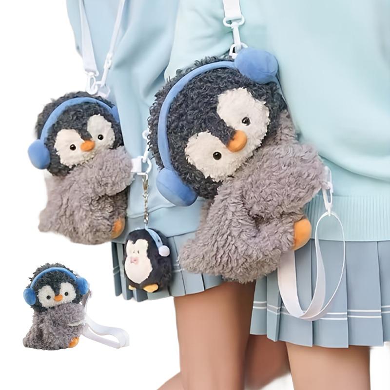 Sevimli Penguen Peluş Çapraz Askılı Çanta Kabarık Kıvırcık Saçlı Hayvan Dolması Bebek Kawaii Peluş Jk Sırt Çantası Kadınlar İçin Çanta Doğum Günü Hediyesi