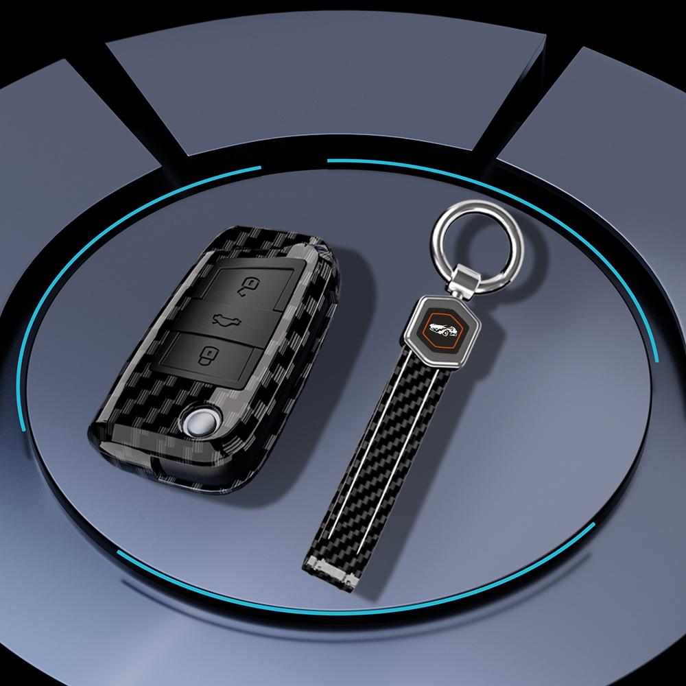 For Vw Volkswagen Golf 7 Mk7 Tiguan Mk2 T-Roc T-Cross Skoda Octavia Kodiaq Karoq Seat Ateca Leon Fob Abs Carbon Key Case Cover