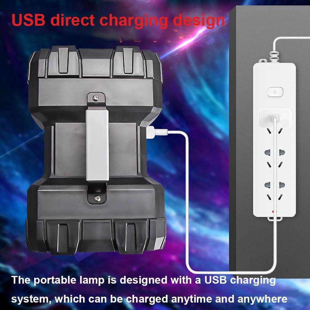 XHP70 Superhelle Doppelkopf-Taschenlampe 200W Wiederaufladbare LED-Taschenlampe Wasserdichte Handheld-Arbeitsleuchte Scheinwerfer Camping