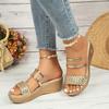 Gold Silver Weave Wedges Sandals for Women Plus Size Chunky Platform Party Slippers Woman Summer Thick Sole Non Slip Sandals