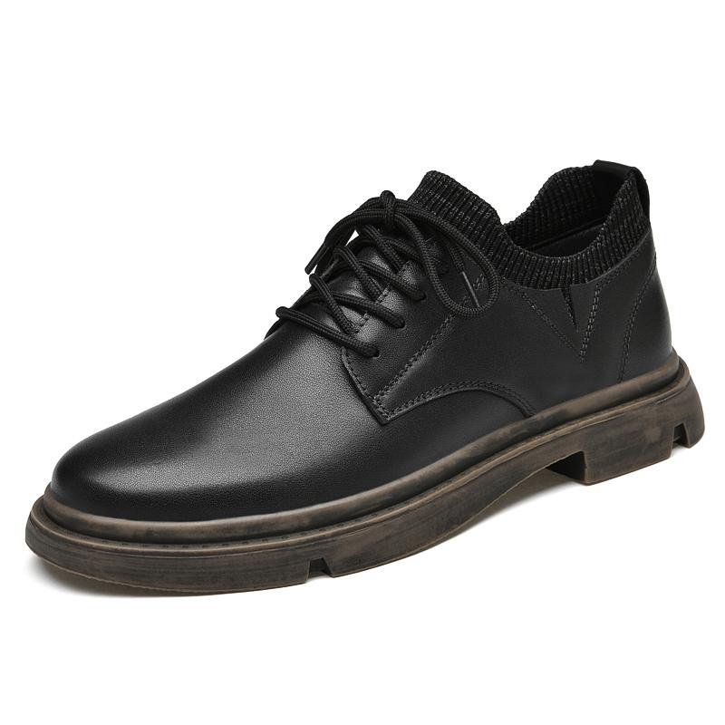 Fashion High Quality Brand Men's Genuine Leather Casual Shoes Thick Soled Oxford Shoes Wear-resistant Soles Men's Outdoor Hiking Shoes