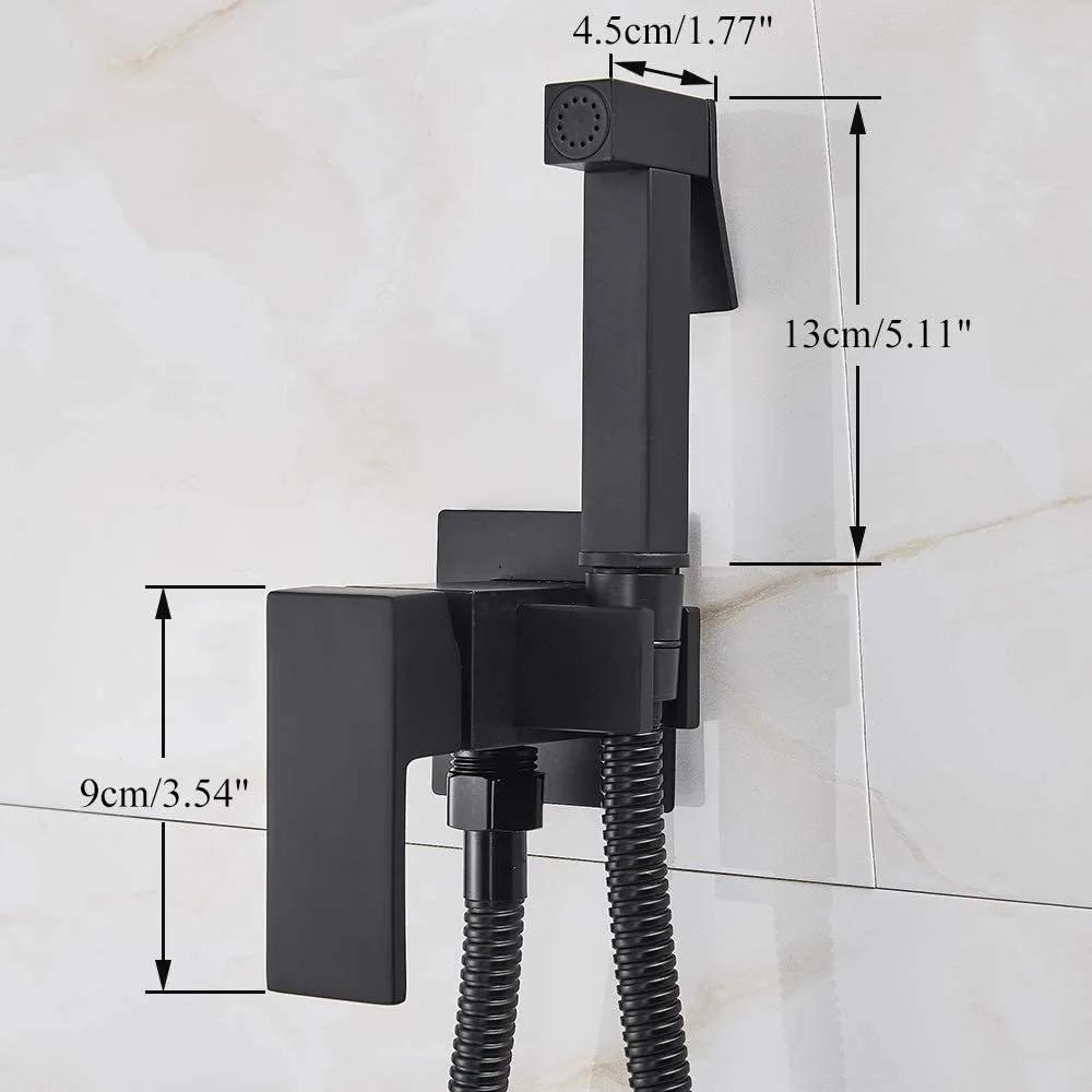 Pirinç Bide Musluk Tek Soğuk Su Musluk El Bide Sprey Duş Seti Tuvalet Shattaf Püskürtücü Douche Hijyenik Duş Siyah