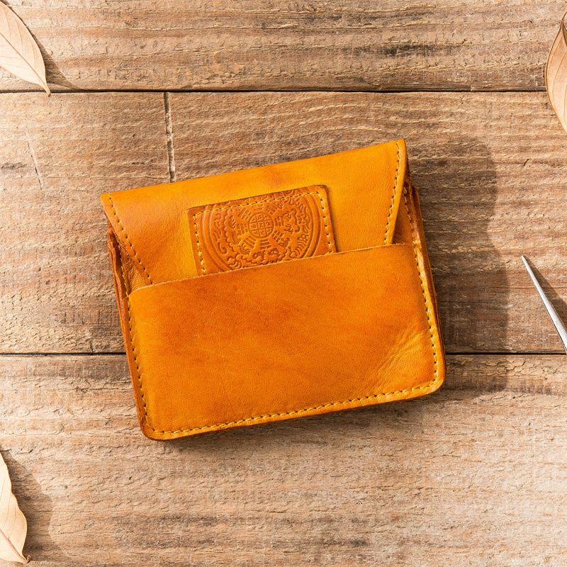 ארנק עור רטרו לגברים ולנשים שכבה ראשונה עור פרה רב-תכליתי אישי קטן תיק כרטיסים עבודת יד עור טהור נשים