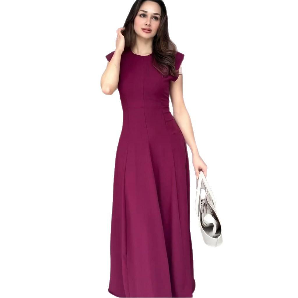 2025 Sleeveless Round Neck Slimming Waist Long Dress with Slits