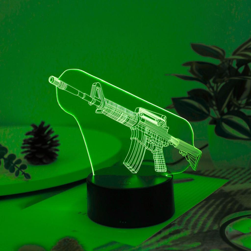 Creative Gun Colorful Touch 3D Night Light, Bedroom Game Room Desktop Decorative Light and Gift Light.
