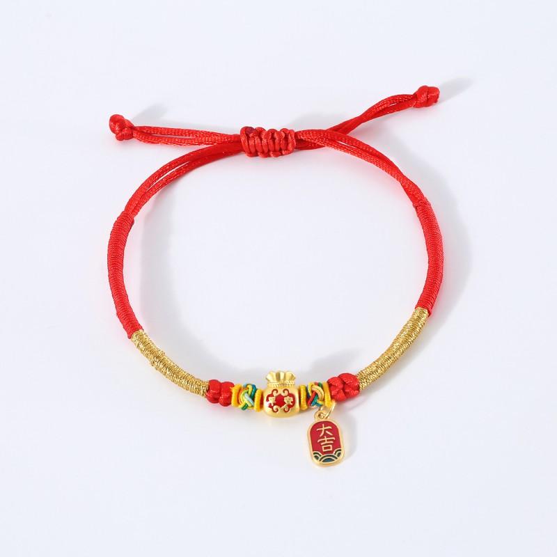 Adjustable Red Cord Pet Collar Cats Dogs With Lucky Charm Pendant Fortune Bag Bell Safety Necklace