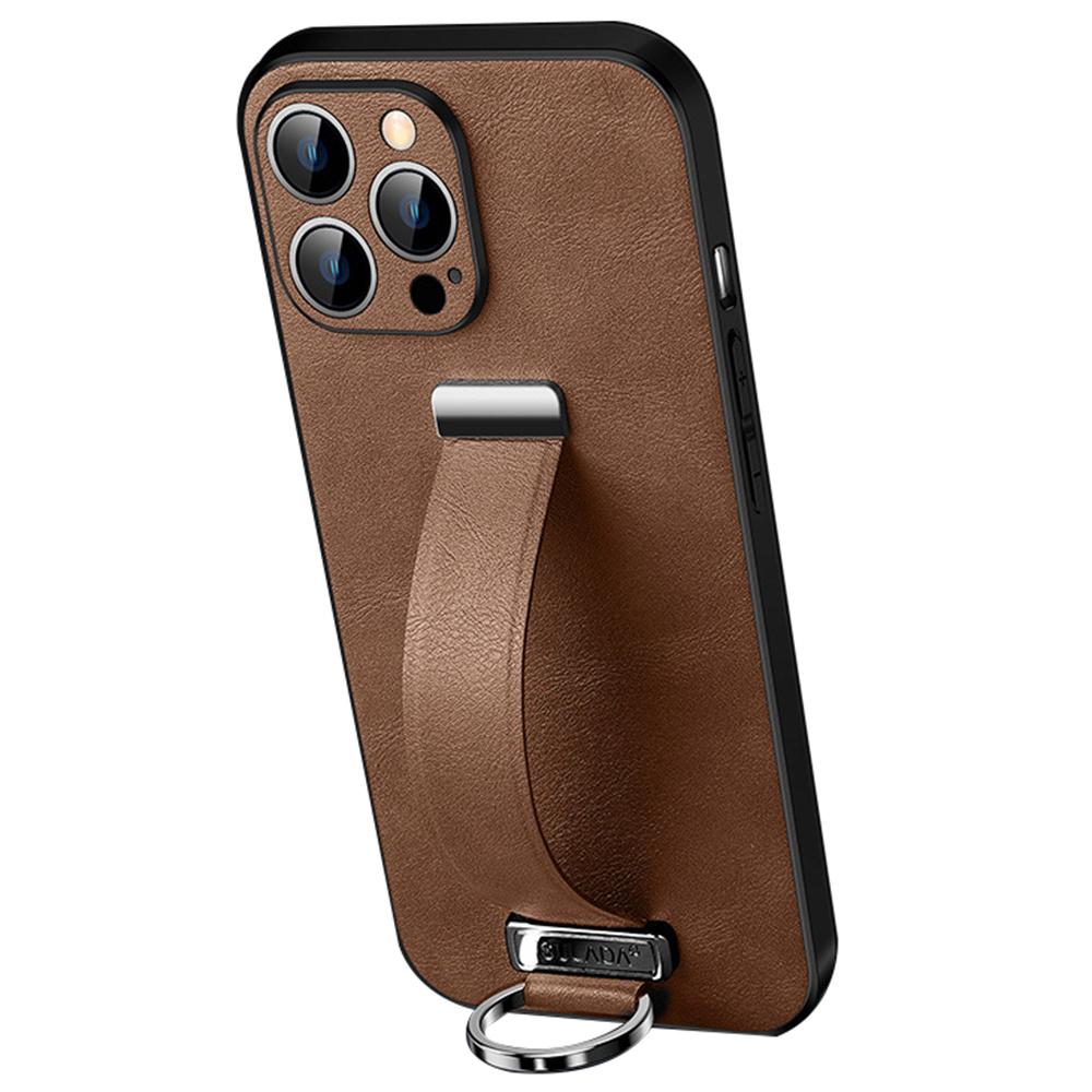 SULADA Moteserie for iPhone 16 Pro Max Deksel Armbånd Støtte Lær Bakside Telefondeksel