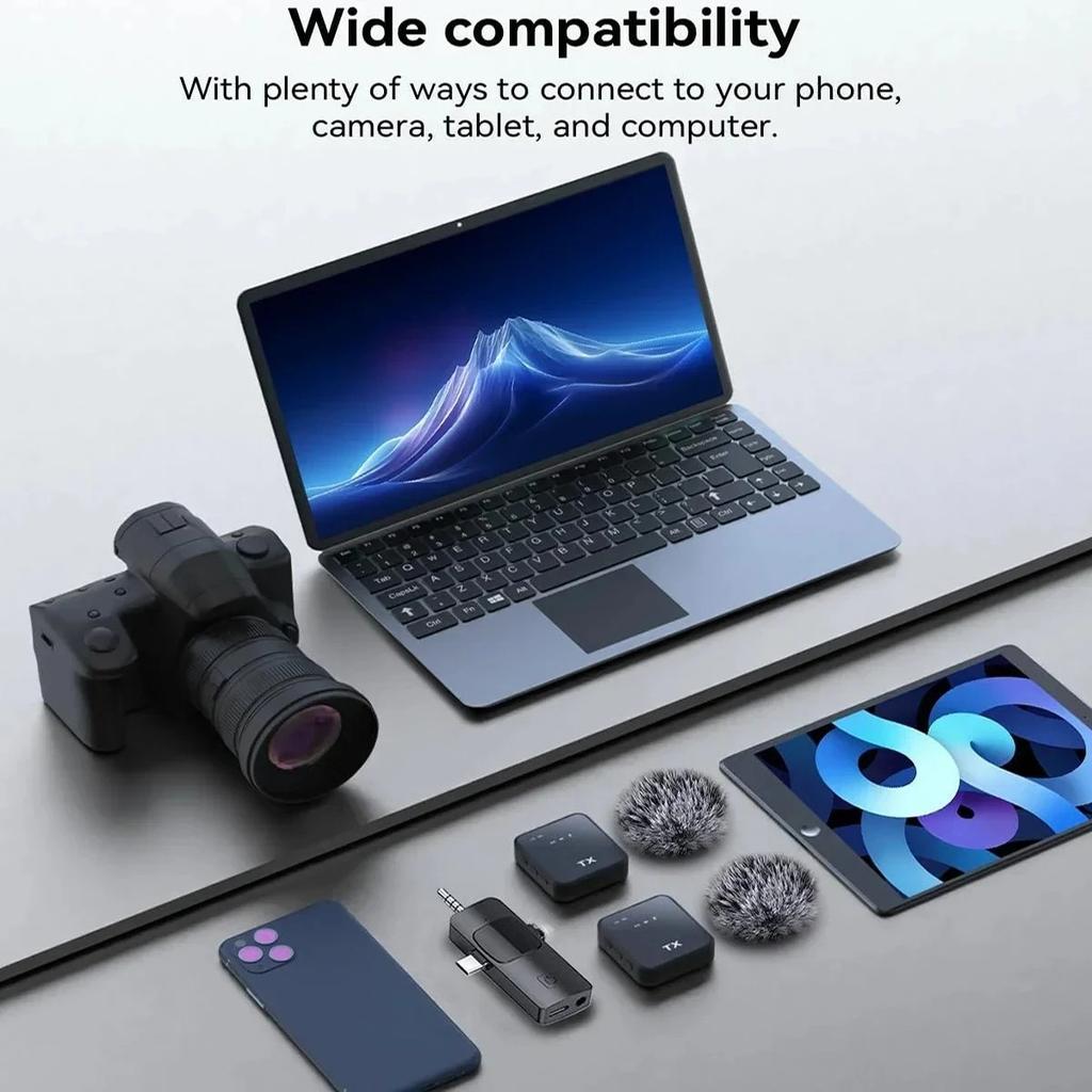 3in1 Wireless Lavalier Microphone for Camera,Android,iPhone,Microphone for Video Recording Recording Podcast Noise Reduction Mic