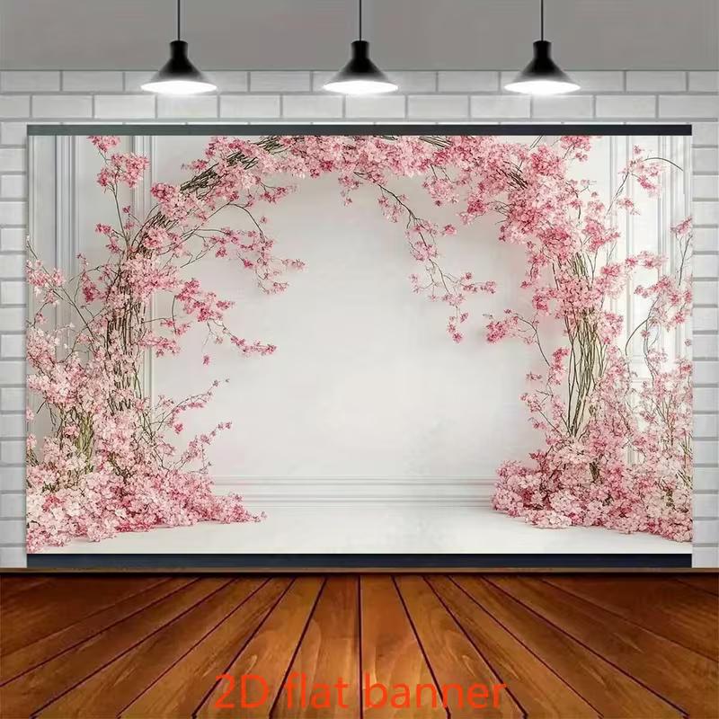 2D Floral Cherry Blossom Backdrop for Baby Shower & Spring Party Decor