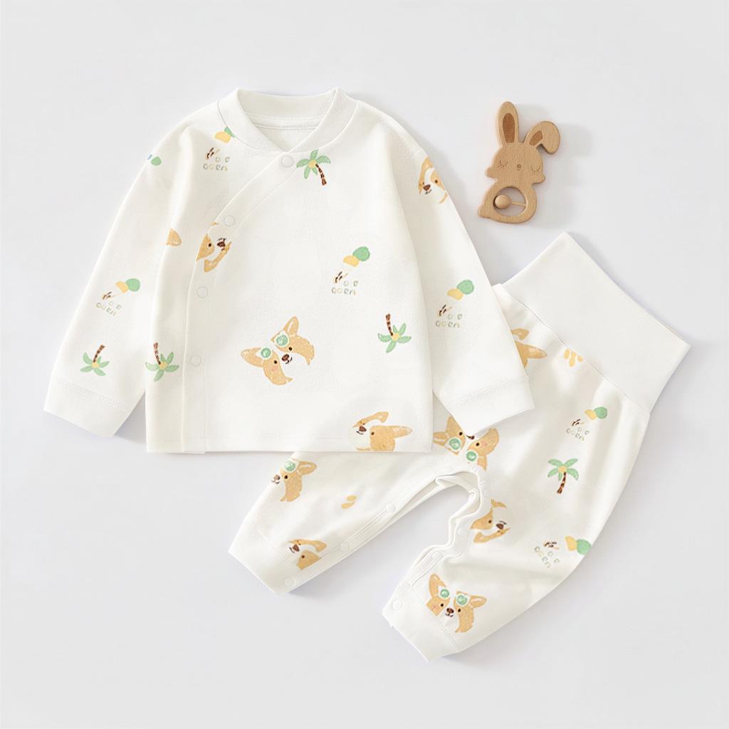 Autumn Baby Clothes Set: Cotton, Seamless, High-Waist Belly Protection Wear