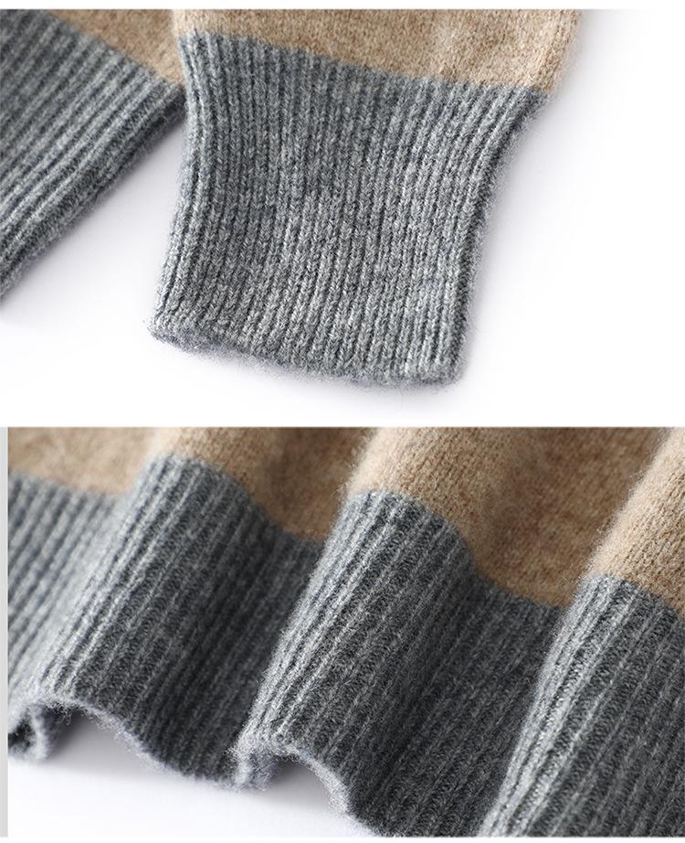 Herren Pullover mit Farbblockmuster, Wolle, Herbst/Winter 2025 - Rundhals, Lockerer Sitz, Gestricktes Basis-Oberteil.