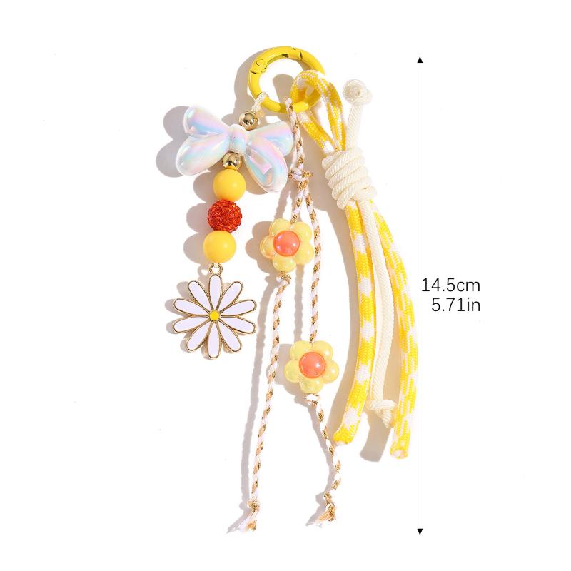 Y2K Trendy Creative Beaded Keychain Personalized Versatile Keyring Phone Lanyard For Girls Bag Pendant Key Hanging Decoration