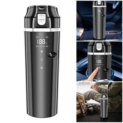 12V/24V Car Heating Cup Digital LCD Display Electric Kettle Smart Temperature Control Portable Car Heating Cup 500ML Thermos Cup