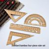 Conjunto de Geometria para Estudantes de Bambu: Inclui Esquadro com Logo Gravado, Régua e Régua Reta. Um Presente de Papelaria Estilo Chinês Cultural e Criativo.