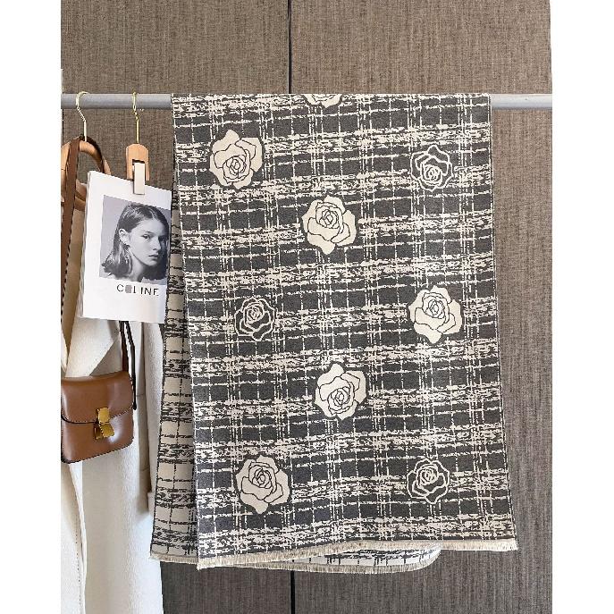 Toamnă și iarnă Nouă eșarfă din imitație de cașmir, cu două fețe, îngroșată, pentru menținerea caldă a ținutei exterioare.