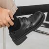 Fashionable outdoor solid-color men lace-up casual formal shoe high quality  thick-soled square toe durable office walking shoes