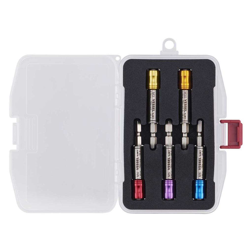 VESSEL Torque Bit Torque for Electrical with M6 TBH5S Holder, Control, Work, Case, M3, M3.5, M4, M5, (0.7/1.1/1.4/2.6/4.6 N M), 5-piece Set,