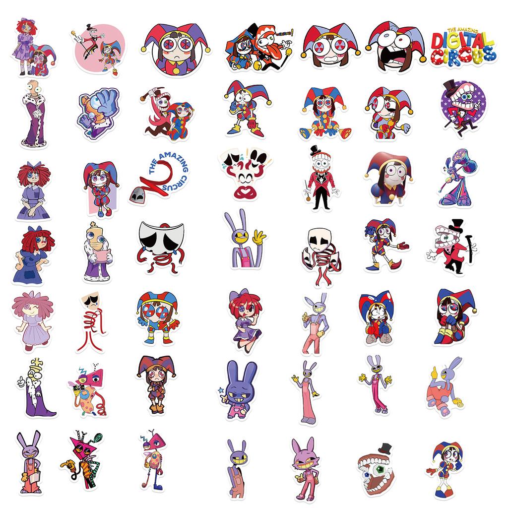 56 Popular Magical Digital Circus Stickers Guitar Notebook Suitcase DIY Waterproof Stickers