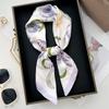 Summer Thin Floral Square Scarf For Women Hair Bag Decoration
