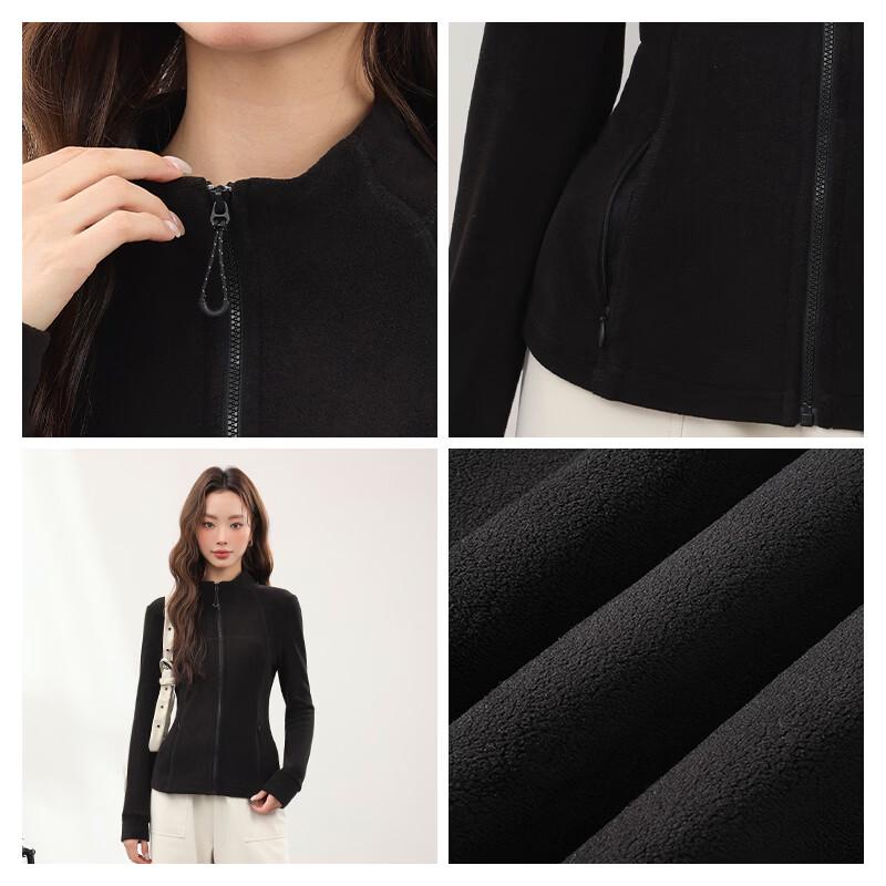 MJ STYLE Women's Fleece-Lined Stand-Collar Slim Fit Jacket