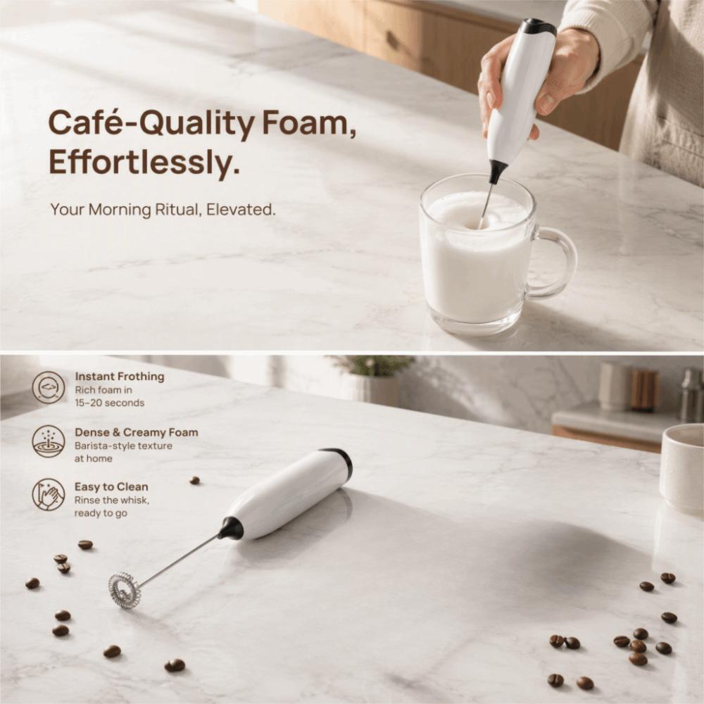 White Coffee Black Milk Foam Maker Battery Powered Milk Beater Practical Milk Frother  Home Kitchen