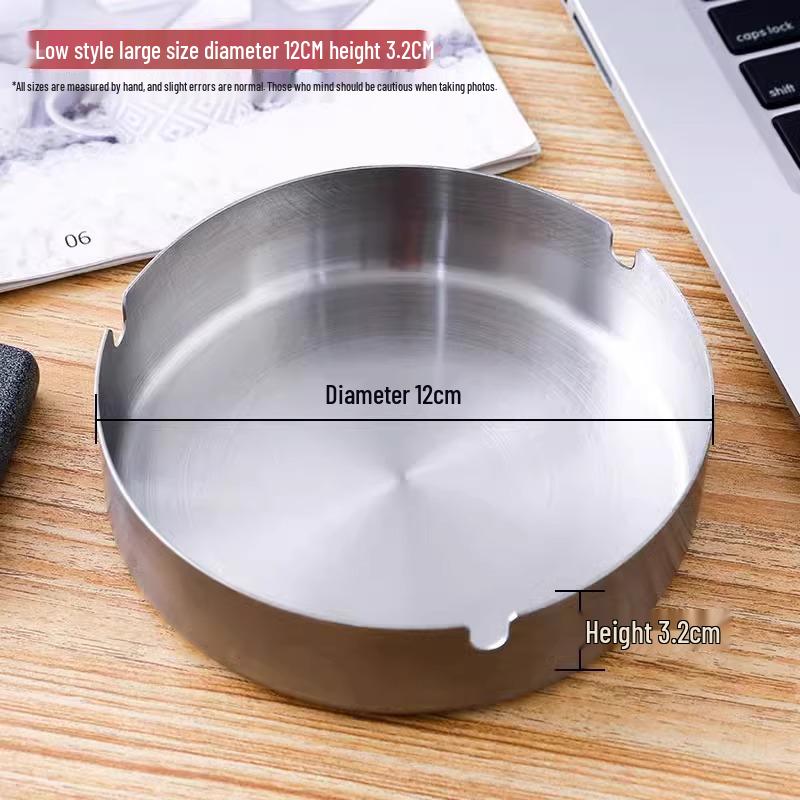 Extra Large Stainless Steel Ashtray: Windproof, Anti-Fall Design for Home, Restaurant, Hotel, or Business Gift Use