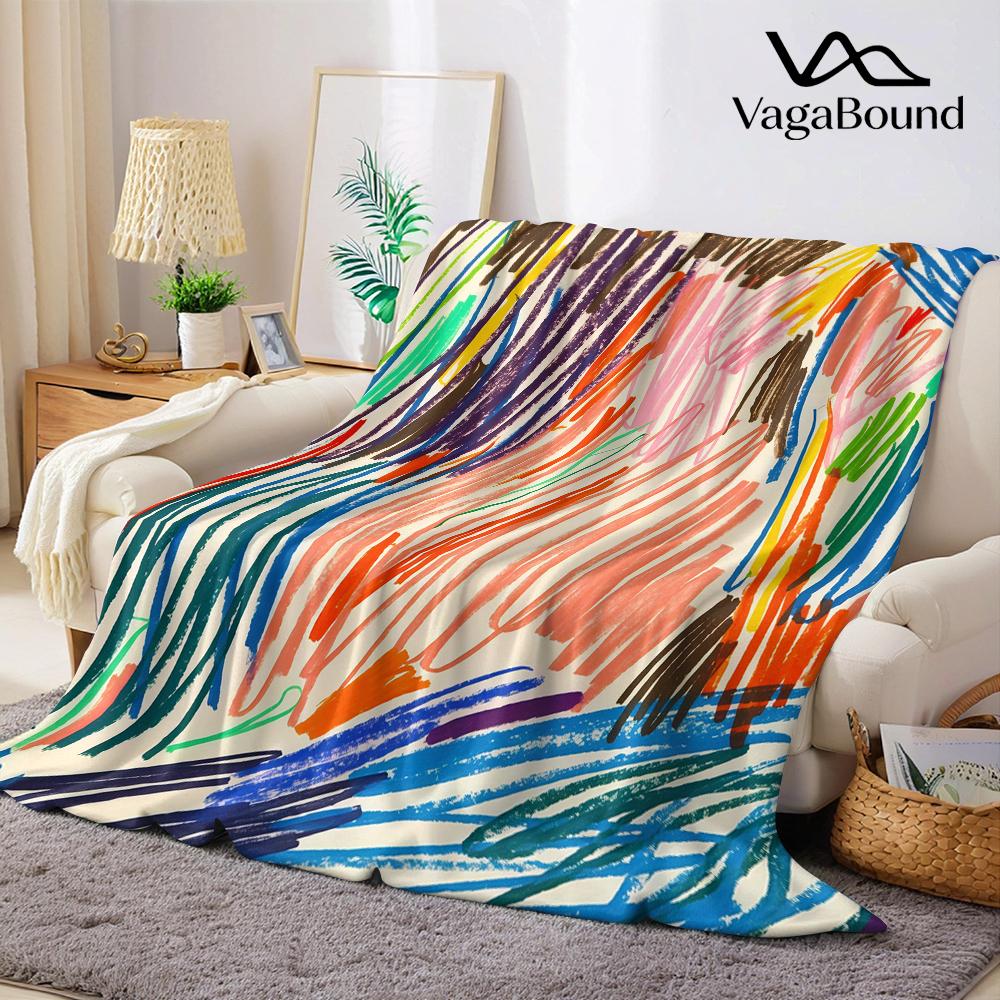 Colored line drawing Flannel Blanket Warm Soft Halloween Christmas Couch Warm Cozy Decorative Decor Gift for All Season