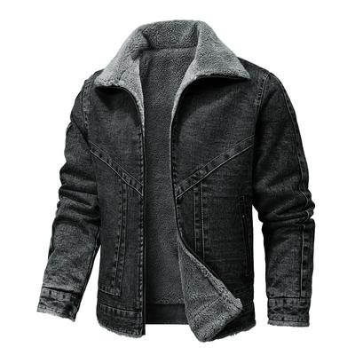 Autumn and Winter Men's Jacket Fleece Denim Workwear Casual Jacket Men's Jacket