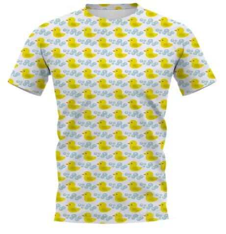 Cartoon yellow duck T-shirt 3D printing T-shirt men's and women's T-shirt short-sleeved street trend crew neck top Asian size