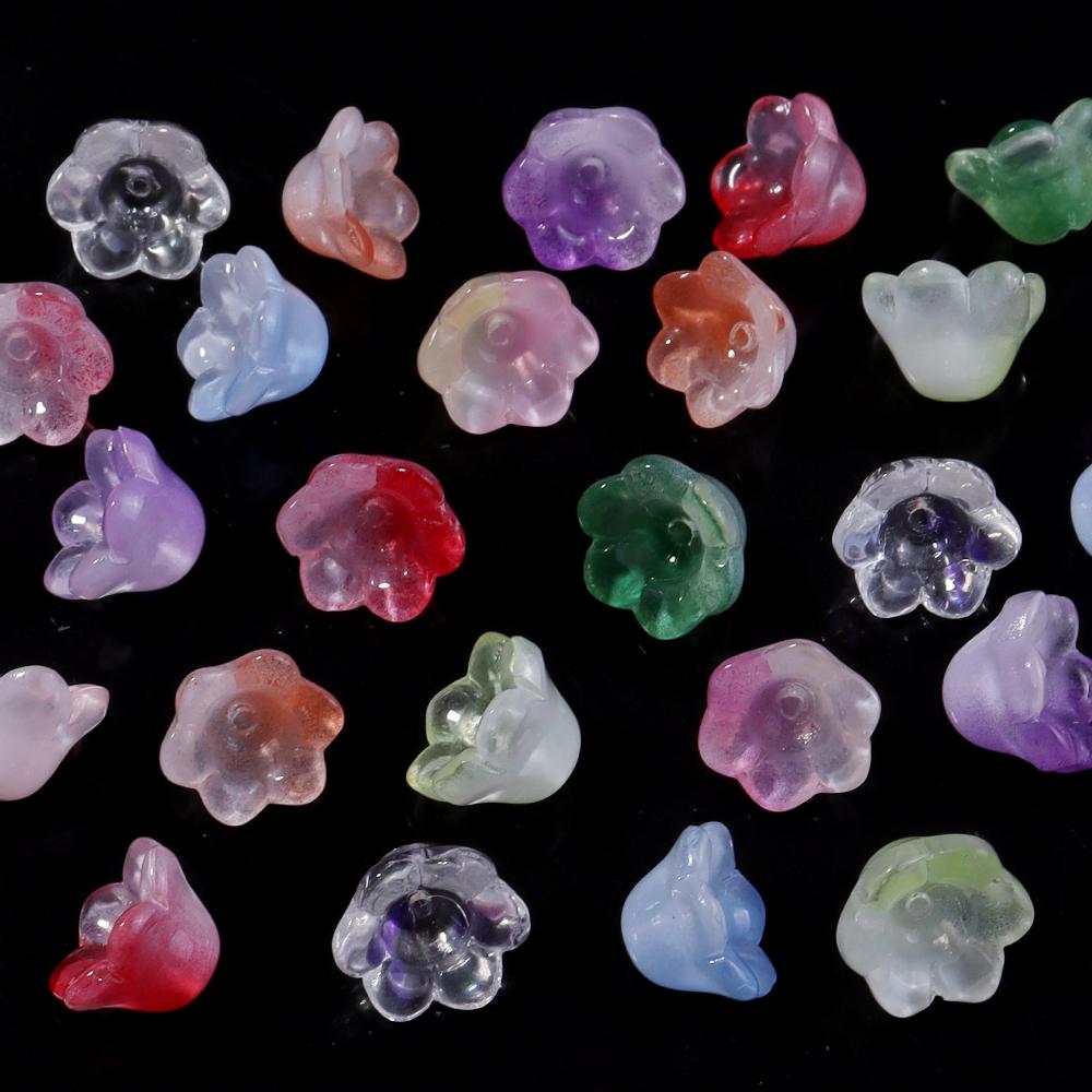 50pcs/lot Lily of The Valley Flower Shape Glass Beads Colorful Lampwork Beads For DIY Crafts Jewelry Making Accessories