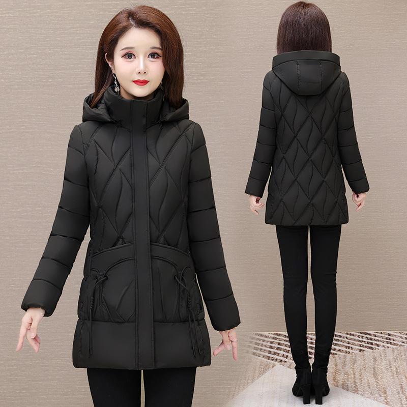 

Хлопковая одежда с капюшоном, новая хлопковая одежда для женщин, утолщенная теплая зимой, средней длины и длинные хлопковые куртки для женщин 5XL-145-80 kg