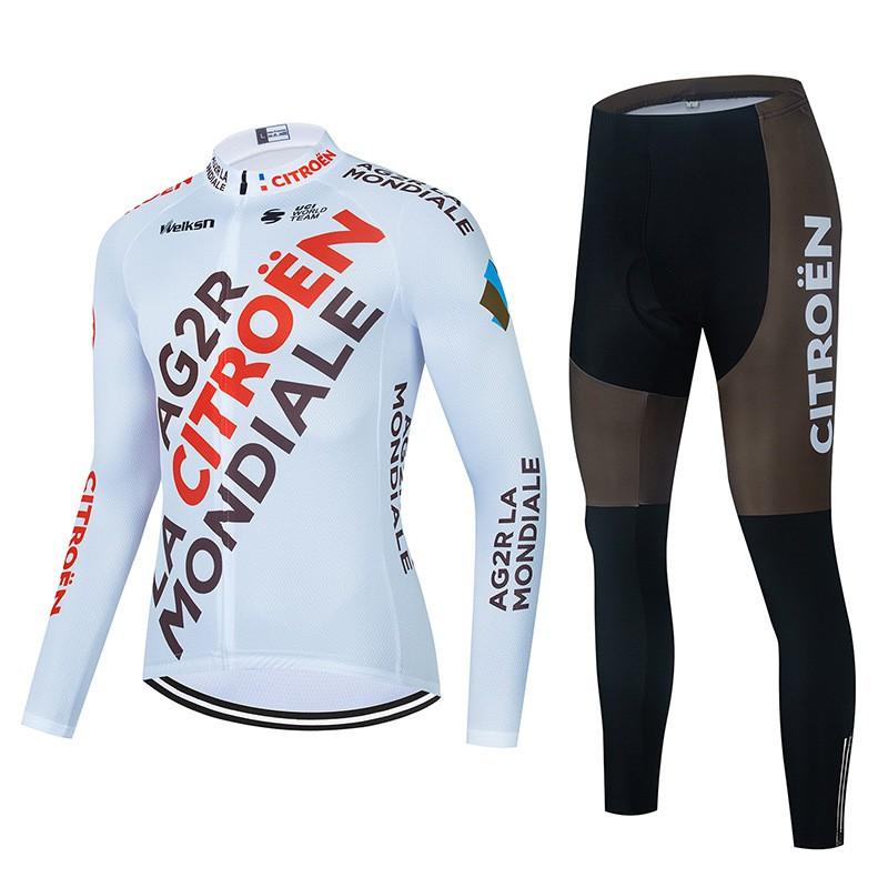 Mens Cycling Jersey Set Long Sleeve Quick Dry Breathable Mountain Road Bike Apparel
