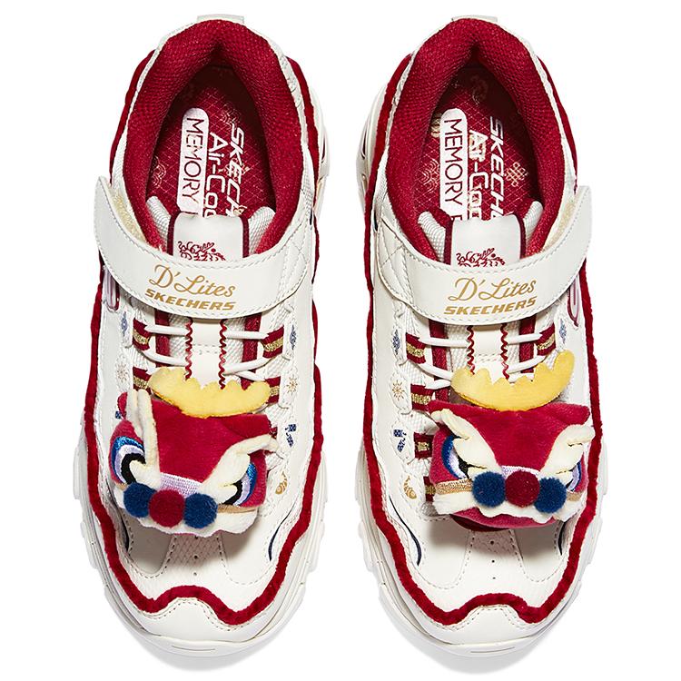 Skechers Comfortable Simple Shock Absorbing Durable Low Top Casual Shoes Kids sneaker White Red 319513L-OFWR