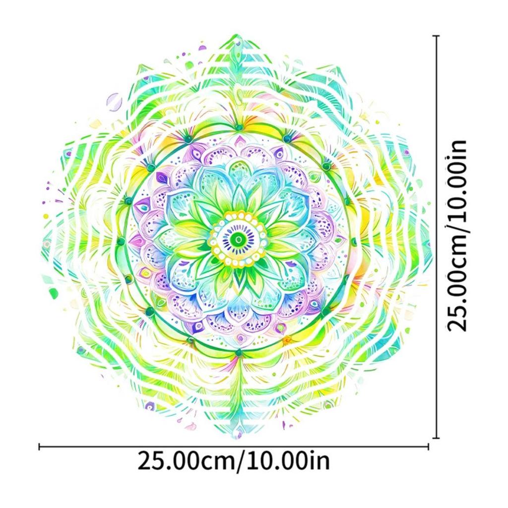 10-calowy Metalowy Kwiat Mandala Wiatrak Żywy Wiszący Dekor do Ogrodu Patio Na Zewnątrz Hak 360 Stopni Elegancki Prezent na Wiosnę Lato Jesień