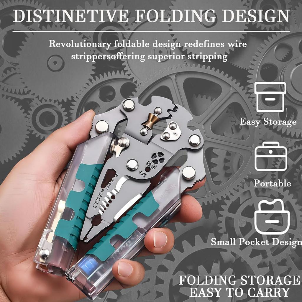 17 In 1 Foldable Wire Stripper with , Multifunctional Professional Electrician's Pliers, Cable Stripping Pliers for Cutting