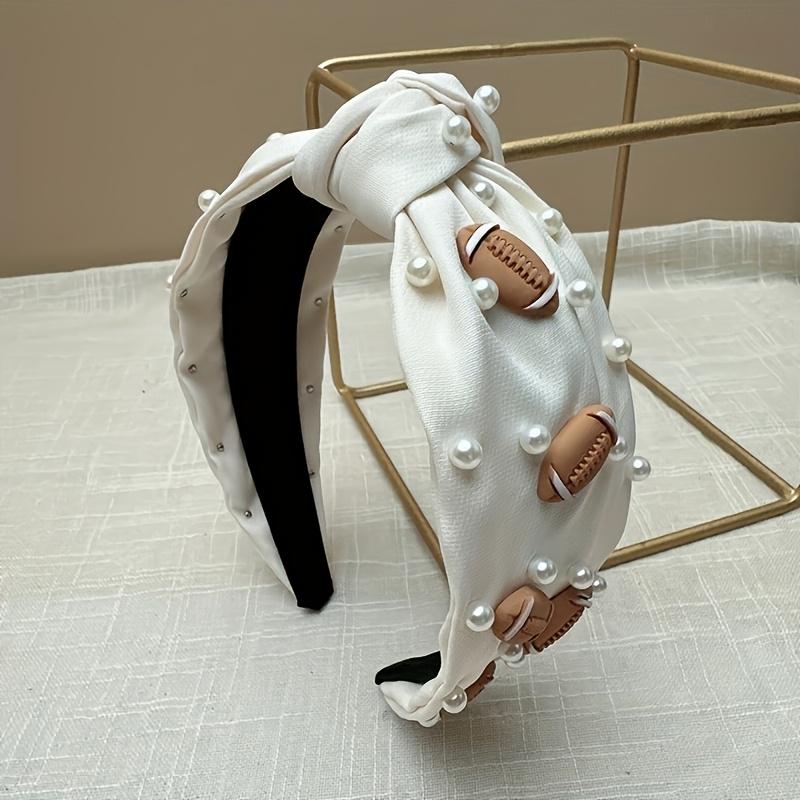 1pc Sport Pearl Embellished Soccer Hairband Hairband with Knot Detail - A must have for soccer rugby games and for all seasons!