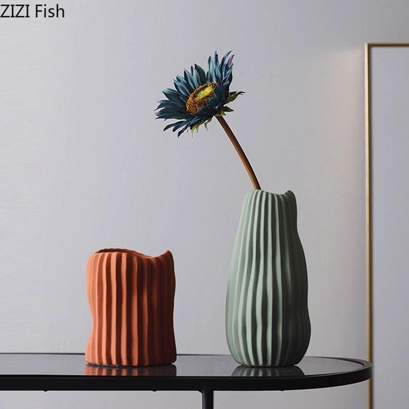 Colorful Irregular Shape Ceramic Vase Table Decoration Flowers Arrangement Modern Style Floral Vases Room Aesthetic Decor