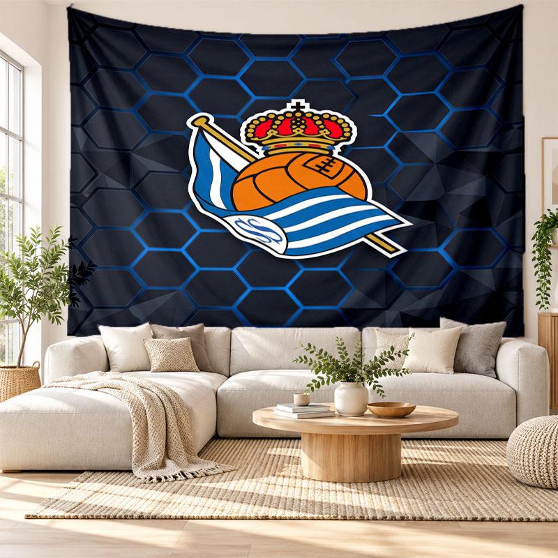 Real Sociedad FC Wall Tapestry, Soft Fabric Wall Hanging, Decorative Backdrop For Bedroom Home Wall Art