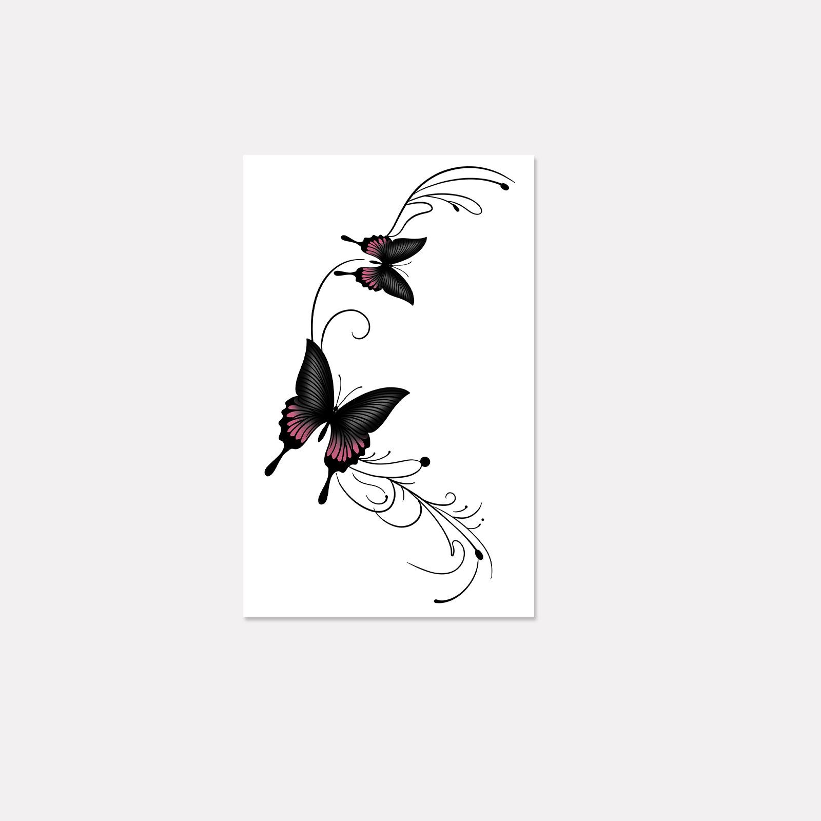 Advanced Sense Of Dark Personality Retro Simple Butterfly Tattoo Sticker 12*19CM