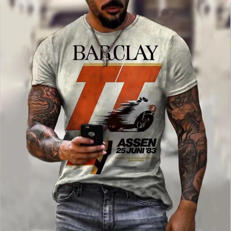 Men's Tshirt Lemans Car Vintage Pattern T shirts Summer Oversized Casual Tees Short Sleeve Tops Men Clothing