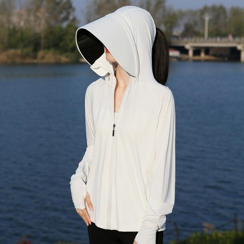 Sunscreen Clothing Women's 1011 New Large Brim Summer Ice Silk Skin Clothing Jacket Light and Breathable Loose Sunscreen Clothing