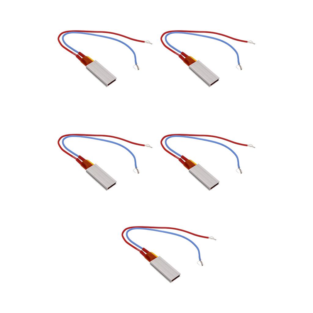 5Pcs PTC Heating Element Aluminum Shell Ceramic Thermostat Heater Plate 220V 200 celsius  Red Blue Cable