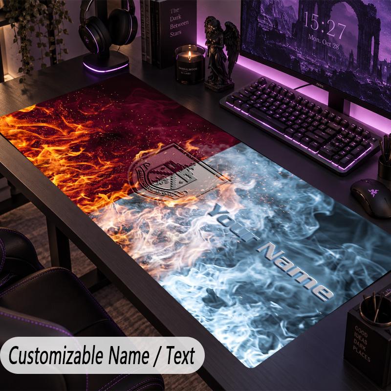 Custom Text Big Mousepad, Extended Desk Pad For Laptop Work GameBurnley Football